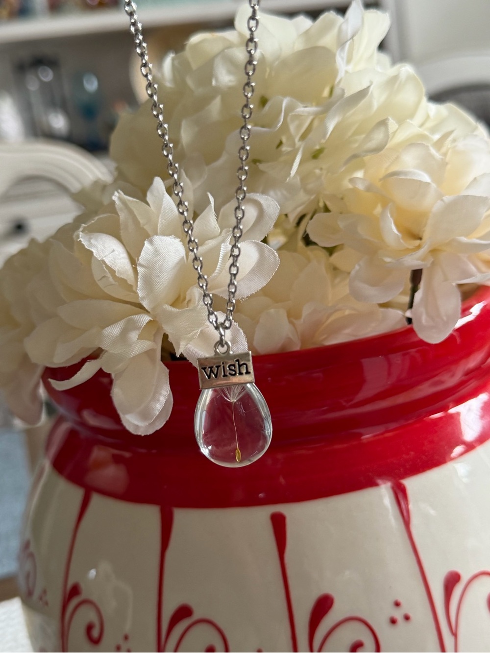 Dandelion Wish Teardrop Pendant Necklace - Clear new